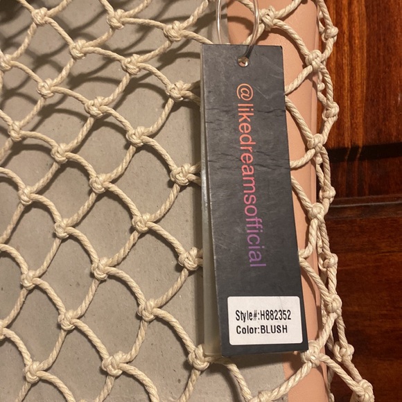 NWT LIKE DREAMS Removable Macrame Overlay Vegan Leather Blush Pink Shoulder Bag - Picture 5 of 7